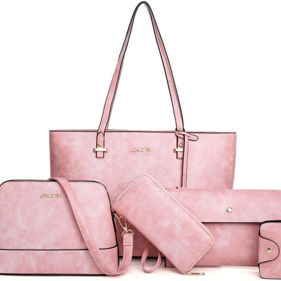 Handbag Set for Women 5 Pack Tote Purse Handbags Set PU Leather Satchel Bag